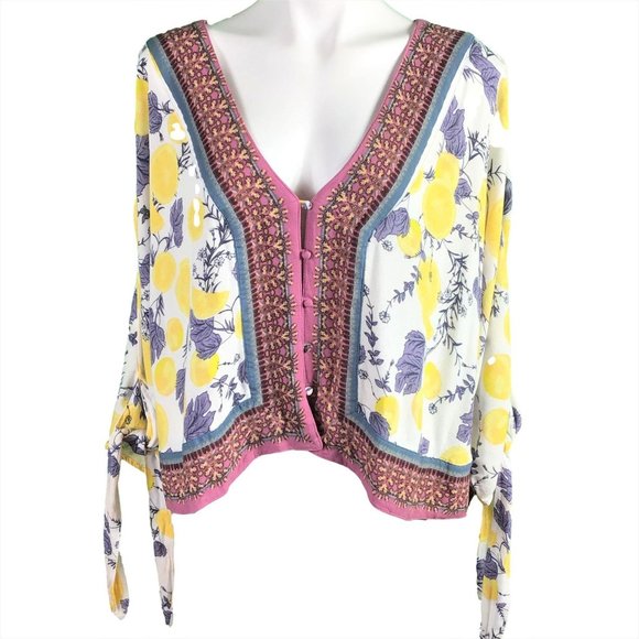 Free People Tops - Free People Freshly Squeezed Lemon Boho Top Medium